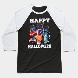 Funny Joe Biden Happy Halloween Confused 4th of July 2024, Funny 4th of July Baseball T-Shirt